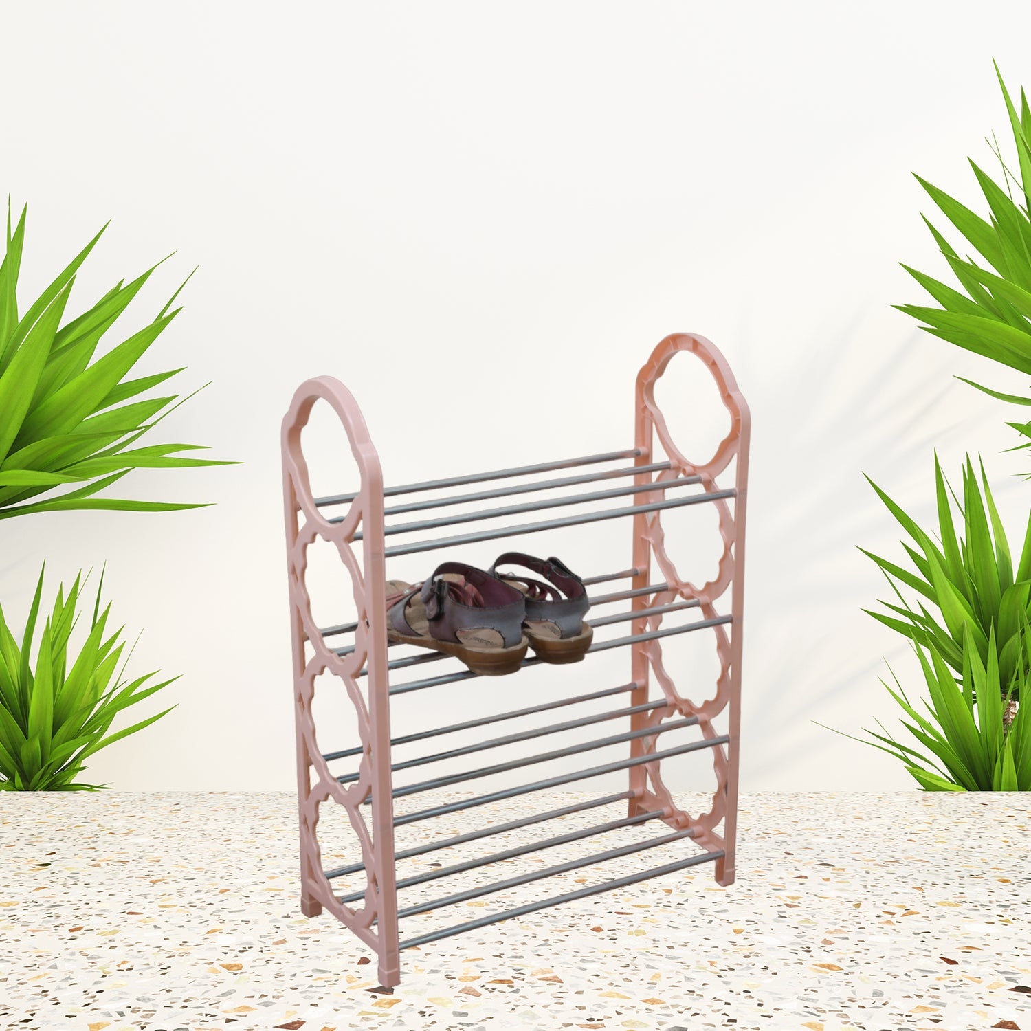 4-layer folding shoe rack with space-saving design 4-layer folding shoe rack with space-saving design